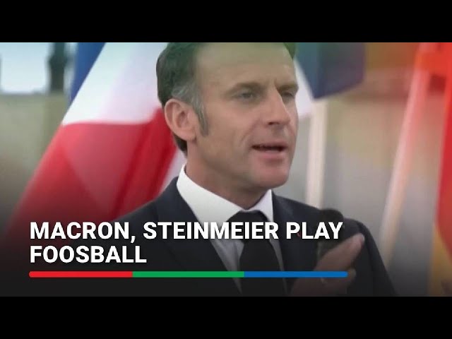 ⁣France's Macron plays foosball with German president | ABS-CBN News