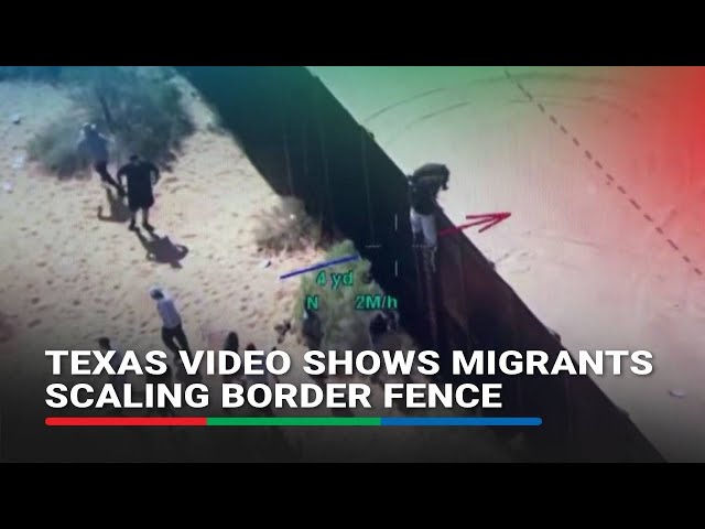⁣Texas video shows migrants scaling border fence