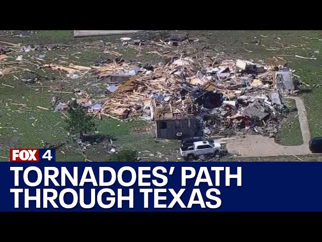 ⁣Where did the tornadoes hit in Texas?