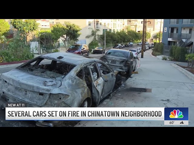 ⁣Several cars set on fire in Chinatown