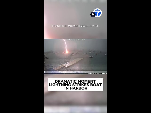⁣Lightning strikes boat