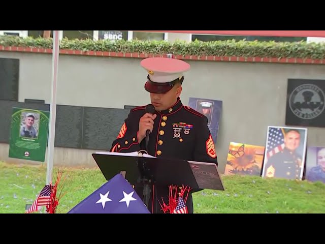 ⁣Reading of fallen soldiers names in Long Beach