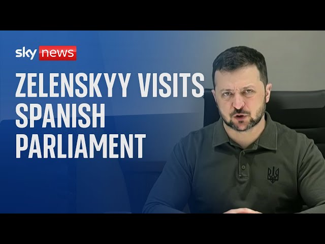 ⁣Ukrainian President Volodymyr Zelenskyy visits Spanish parliament