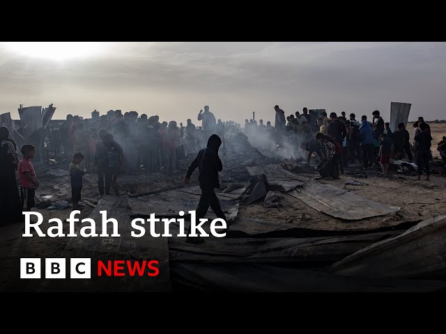 ⁣Dozens reported killed in Israeli strike on Rafah | BBC News