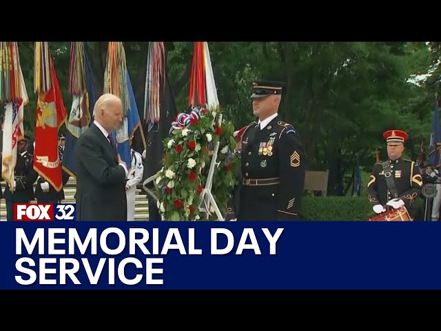 ⁣Biden honors Memorial Day with wreath-laying at Arlington National Cemetery