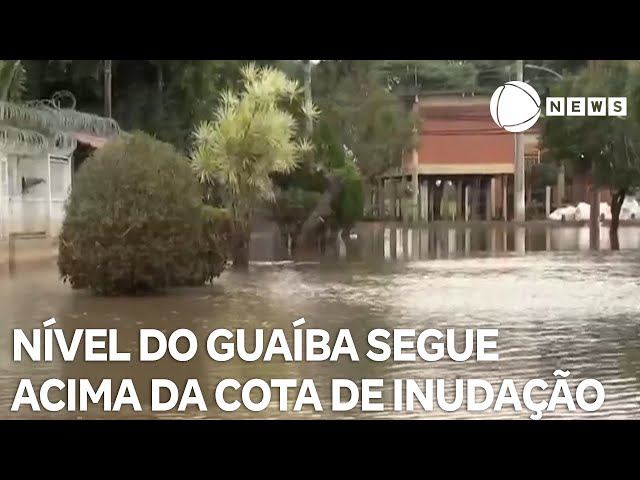⁣Nível do Guaíba continua acima da cota de inundação