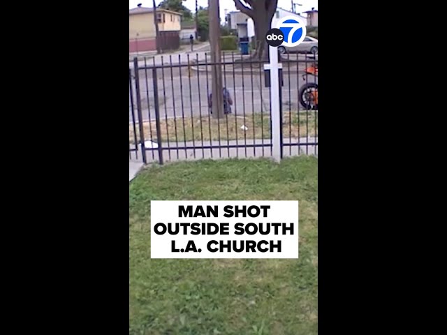 ⁣Terrifying! Man shot while sitting outside L.A. church