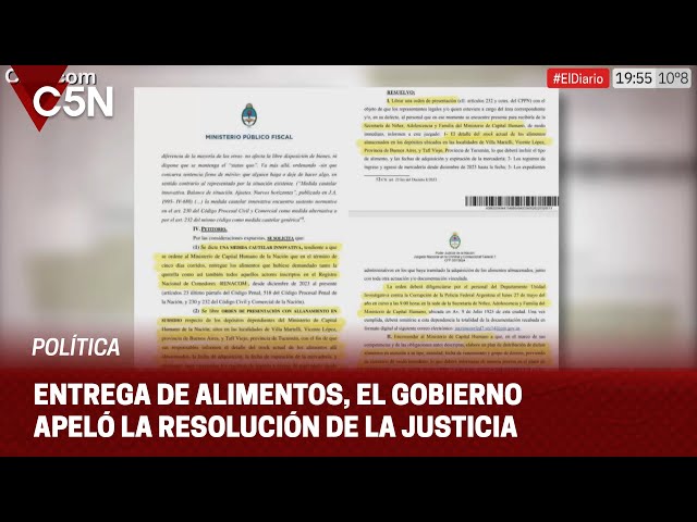 ⁣El GOBIERNO apeló la resolución de la JUSTICIA que obligaba a entregar los ALIMENTOS RETENIDOS