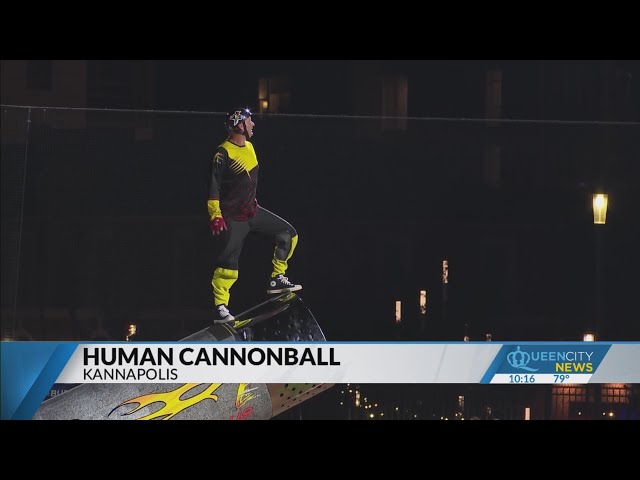 ⁣Human cannonball ends Kannapolis Cannon Ballers game