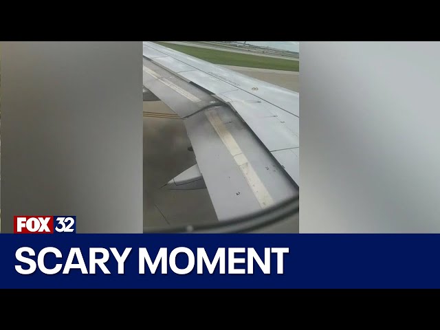 ⁣Jet engine at O'Hare catches fire moments before takeoff
