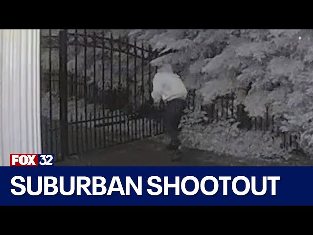 ⁣Suspect in suburban shootout caught on surveillance video