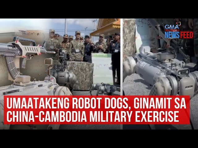 ⁣Umaatakeng robot dogs, ginamit sa China-Cambodia military exercise | GMA Integrated Newsfeed