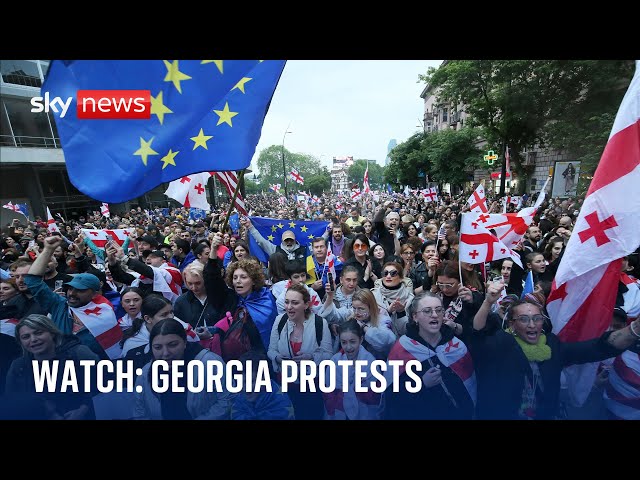 ⁣Watch live: Protests outside Georgia's parliament