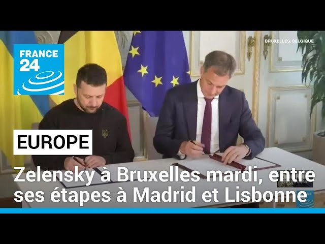 Zelensky à Bruxelles mardi, entre ses étapes à Madrid et Lisbonne • FRANCE 24