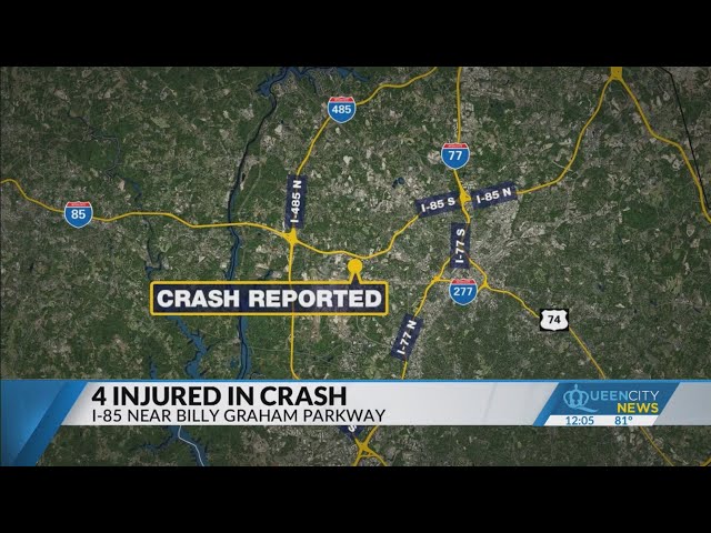 ⁣4 injured in I-85 wreck near Billy Graham Parkway