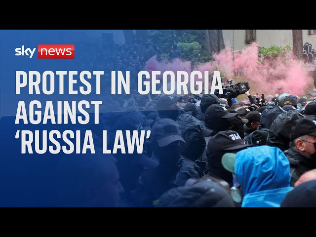⁣Watch live: Georgians protest against 'Russian law'