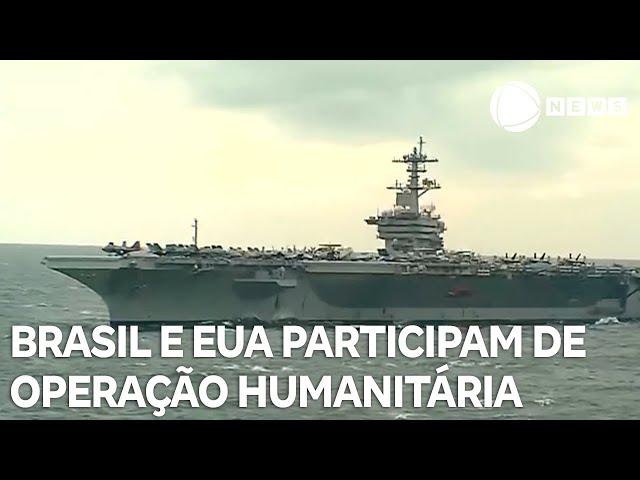 ⁣Marinhas do Brasil e dos EUA participam de operação humanitária para distribuir doações no RS
