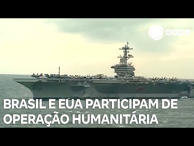 Marinhas do Brasil e dos EUA participam de operação humanitária para distribuir doações no RS