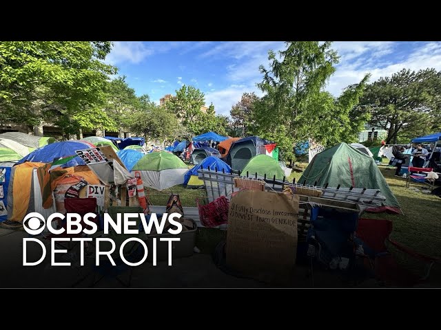⁣Pro-Palestinian encampment forces Wayne State to switch to remote operations
