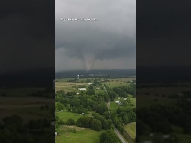 ⁣Drone video captures tornado in Illinois amid deadly storms across US