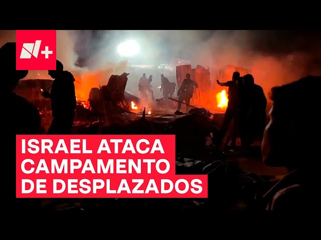 ⁣Israel bombardea el campamento de desplazados de Rafah, al sur de Gaza - N+