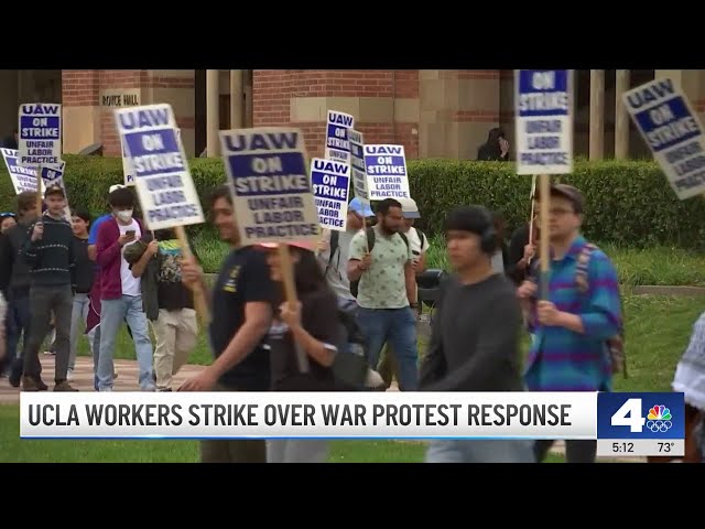 ⁣UCLA workers strike over Gaza war protest response