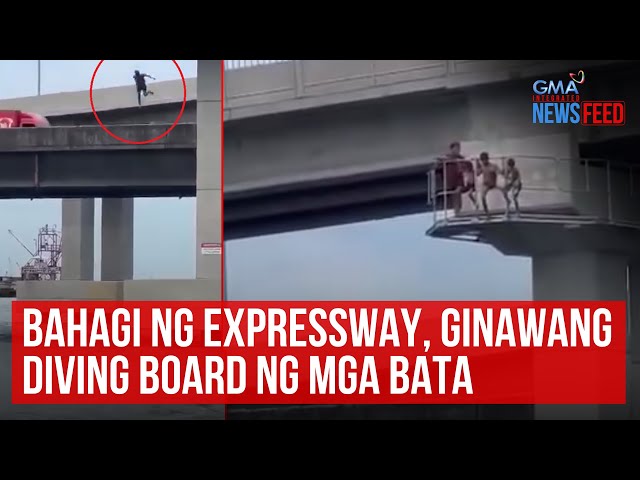 Bahagi ng expressway, ginawang diving board ng mga bata | GMA Integrated Newsfeed