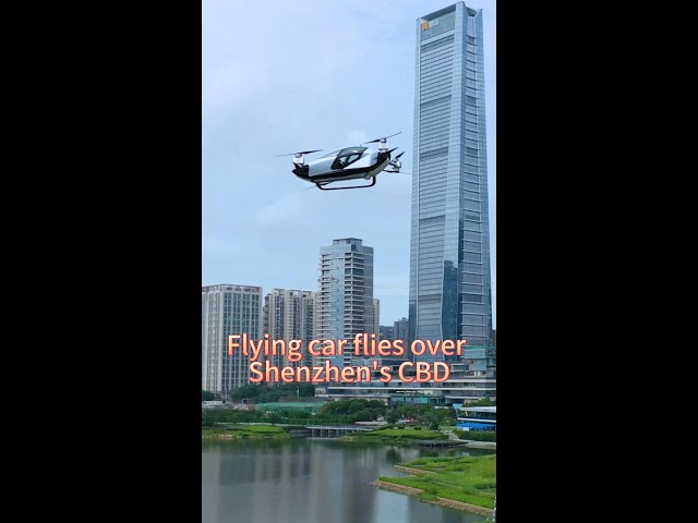 ⁣Chinese-made flying car debuts over Shenzhen's CBD