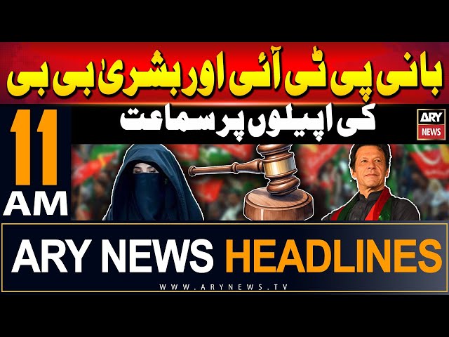 ⁣ARY News 11 AM Headlines 29th May 2024 | Hearing on appeals of founder PTI and Bushra Bibi