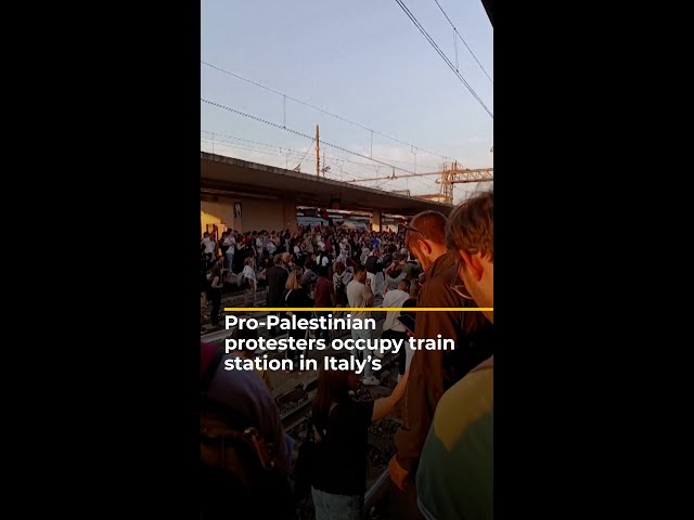 ⁣Pro-Palestinian protesters occupy train station in Italy’s Bologna | #AJshorts