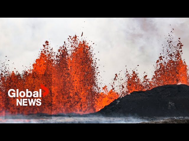 "Curtain of fire": Iceland volcano erupts, spewing fountains of lava into air