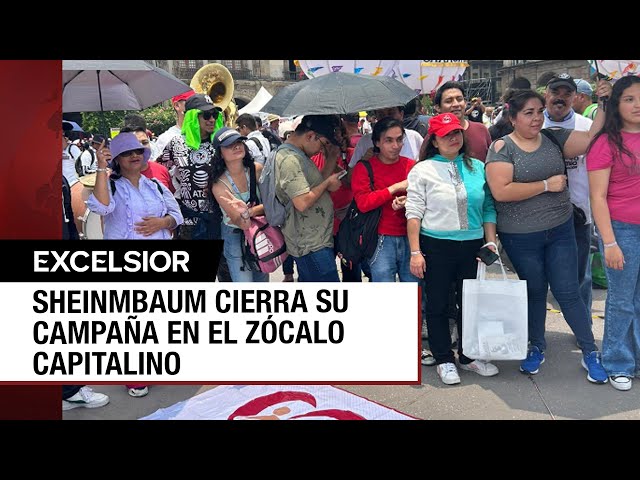 ⁣Llegan simpatizante de Morena al Zócalo capitalino para evento de Sheinbaum