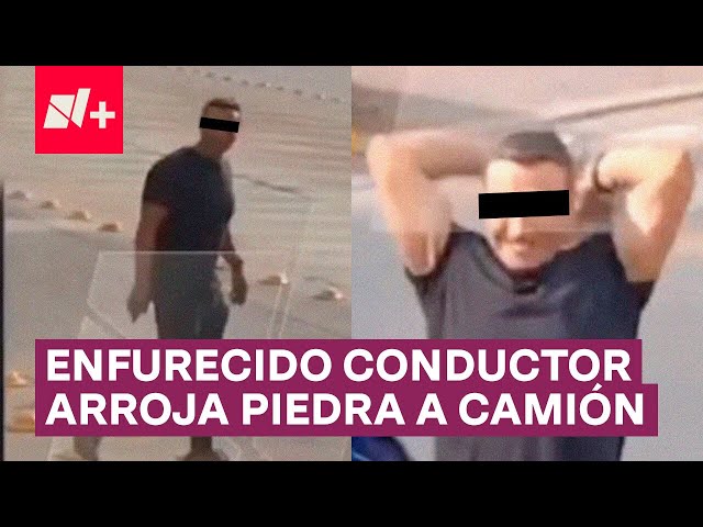 ⁣Por pleito vial, conductor arroja piedra a transporte público en León - N+