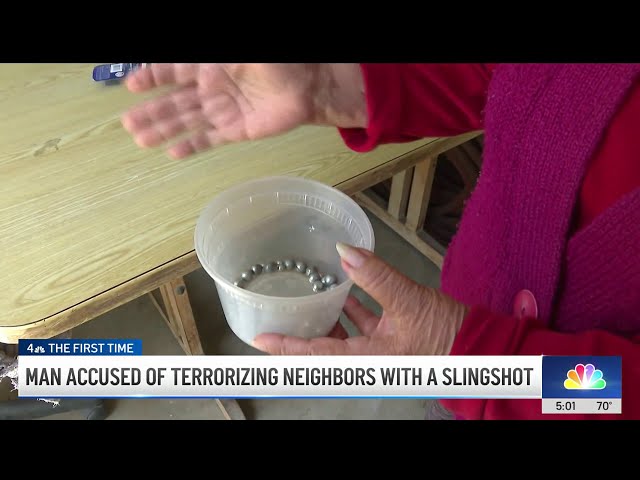 ⁣Man accused of terrorizing neighbors with a slingshot