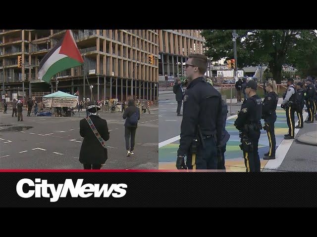 ⁣Woman arrested as pro-Palestinian protesters shut down UBC intersection