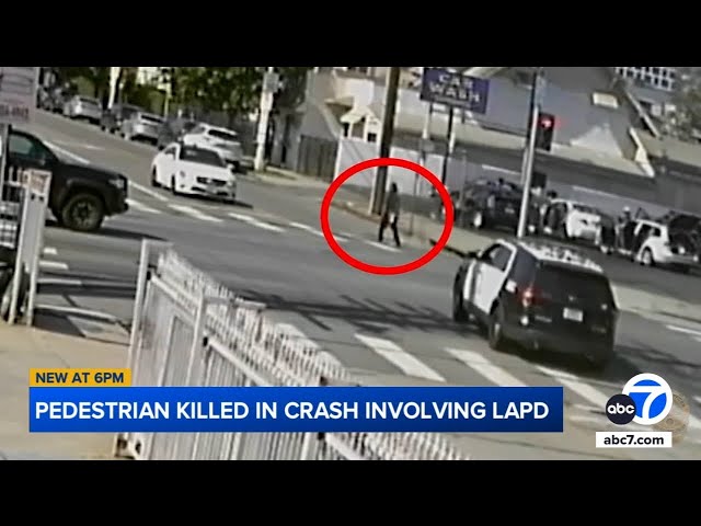 ⁣Video released by LAPD shows Hollywood crash involving police cruiser that fatally struck pedestrian