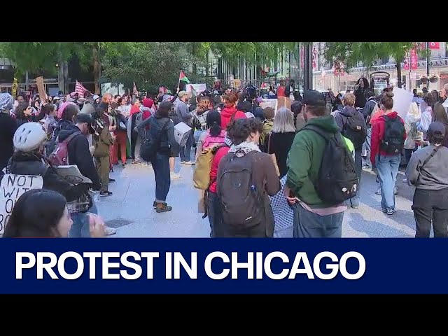 ⁣Protesters in Chicago respond to attack on Rafah