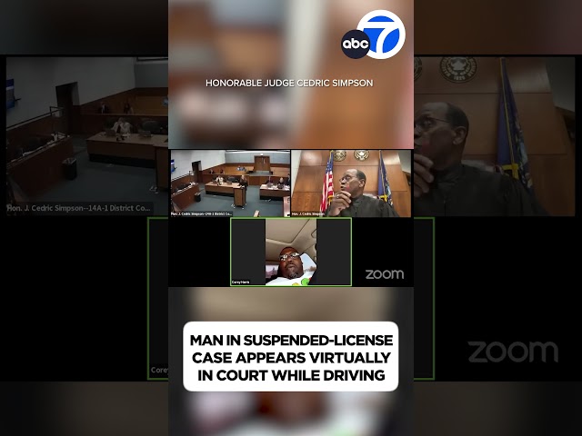⁣Man with suspended license appears in court over Zoom while driving