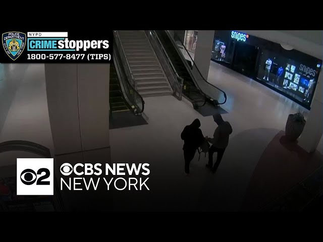 ⁣Burglars caught on video stealing jewelry from Brooklyn mall kiosk