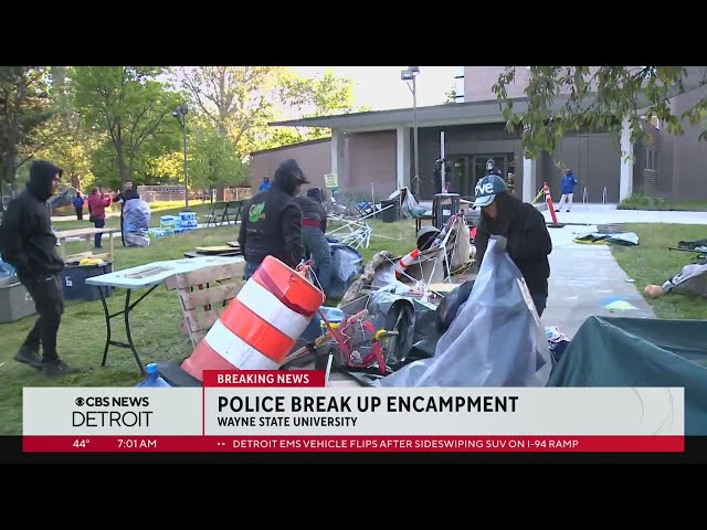 ⁣Police break up pro-Palestinian encampment at Detroit's Wayne State University