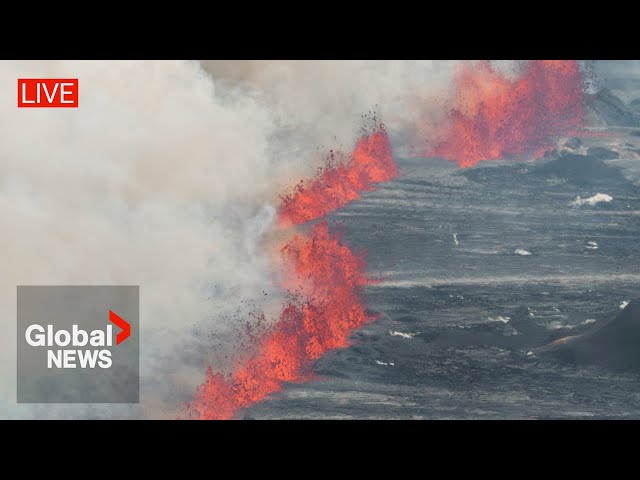 ⁣Iceland volcano eruption spewing lava, clouds of hot ash | LIVE