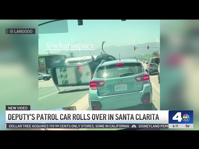 ⁣Video captures patrol SUV rollover crash in Santa Clarita