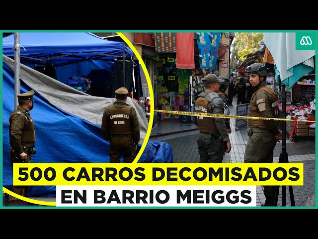⁣500 carros decomisados en barrio Meiggs: Masivo operativo policial en Estación Central