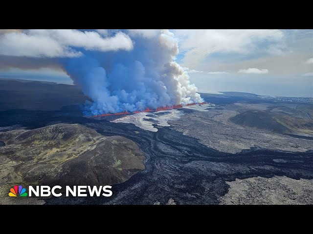 Icelandic volcano erupts again spewing lava 150 feet into the air