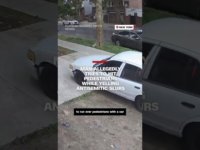 ⁣Man allegedly tries to hit pedestrians while yelling antisemitic slurs
