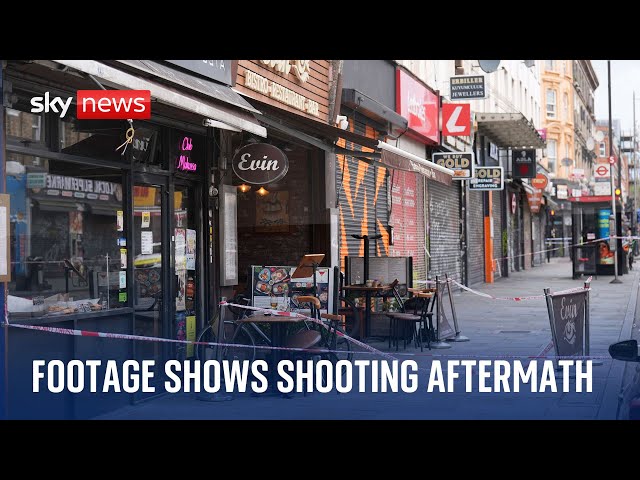 ⁣Footage shows aftermath of Hackney restaurant shooting that left girl, 9, fighting for her life