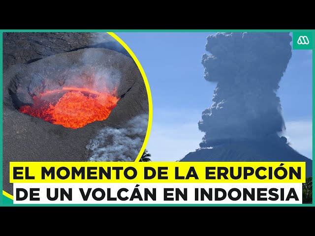 ⁣Video muestra el momento de la erupción de un volcán en Indonesia