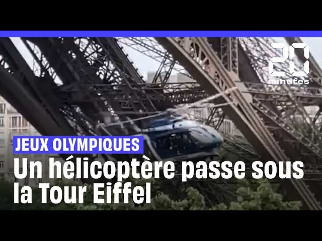 ⁣Jeux olympiques : Un hélicoptère de la gendarmerie passe sous la Tour Eiffel