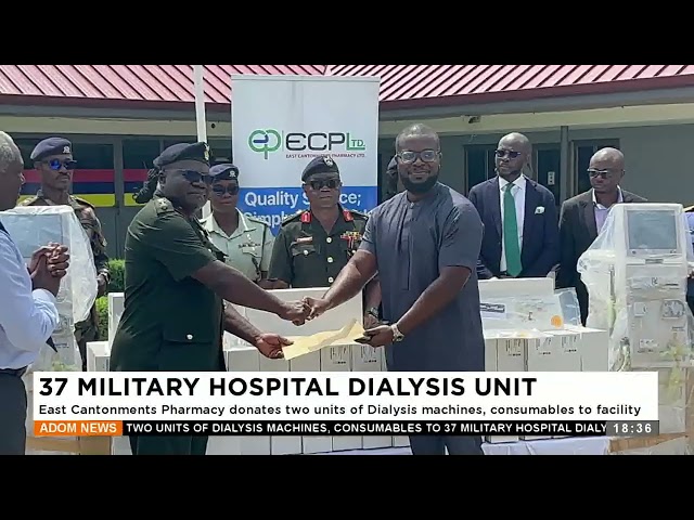 ⁣37 Military Hospital Dialysis Unit: East Cantonments Pharmacy donates two units of Dialysis machines