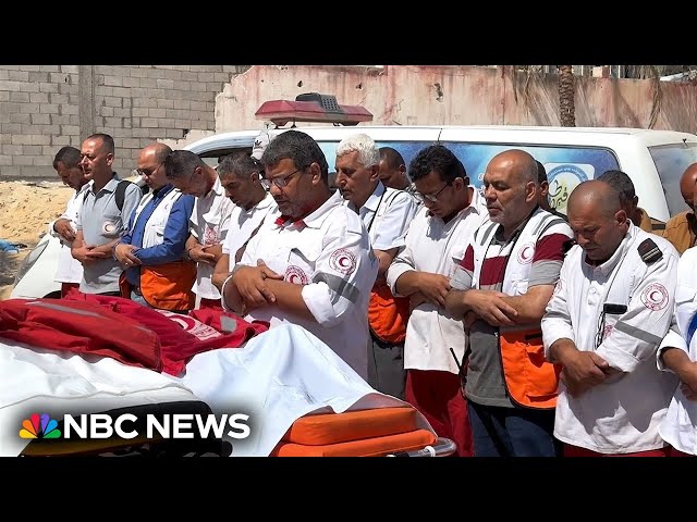 ⁣Gaza paramedics killed in Israeli attack on Red Crescent ambulance